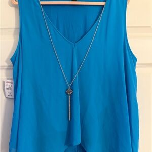 A. Byer Vibrant Blue V-Neck Blouse